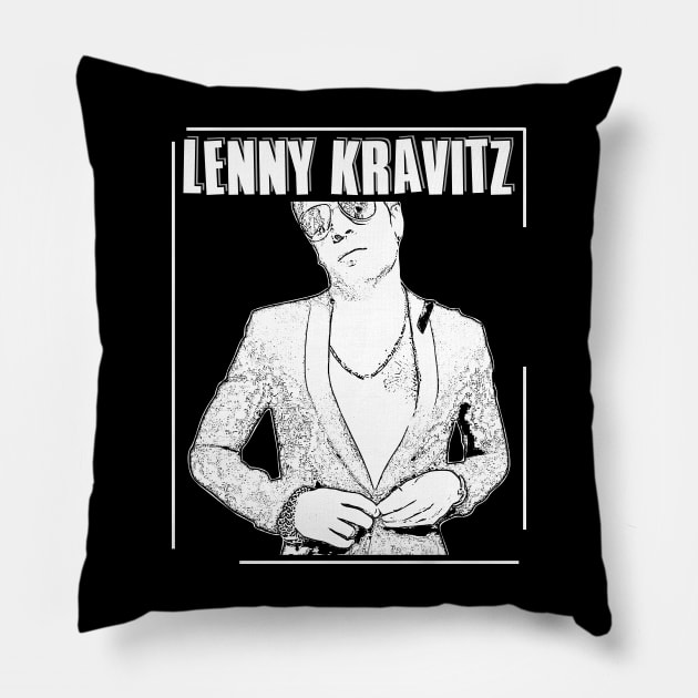 Lenny Kravitz // white retro Pillow by Degiab