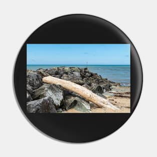 Aberaeron Beach - Rocks & Large Drift Wood Log Pin