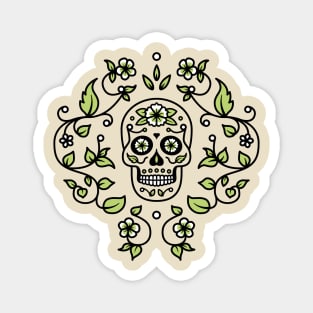 Sugar Skull Floral Vine Motif Magnet