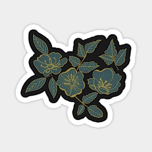 California Wild Rose Mustard and Teal Design Magnet