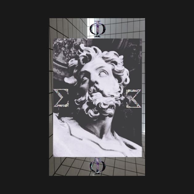 Vaporwave greek numeral statue by isarol