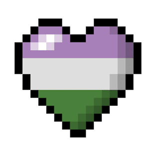 Large Pixel Heart Design in Genderqueer Pride Flag Colors T-Shirt