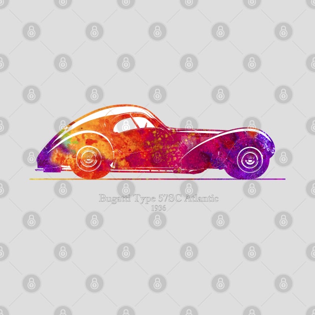 Bugatti Type 57 SC Atlantic 1936 - Colorful 01 by SPJE Illustration Photography