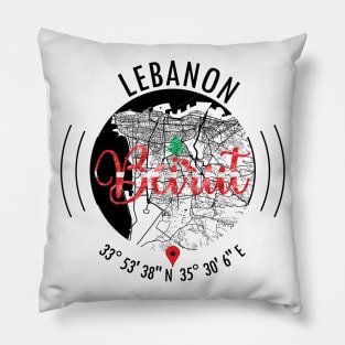 Beirut LEBANON Road Map Art - Earth Tones Pillow