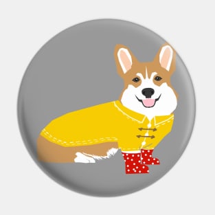 Rainy Day Corgi Pin