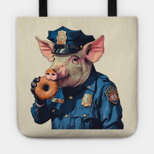 police pig eating donut Tote