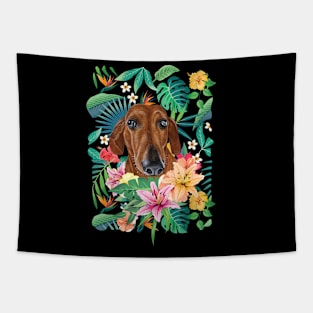 Tropical Brown Dachshund Doxie 1 Tapestry