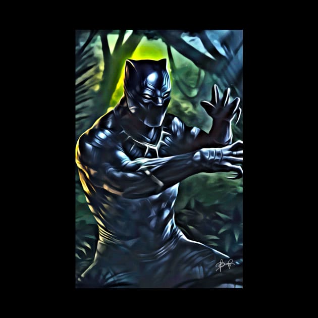 Black Panther Jungle Pose by EvoComicsInc