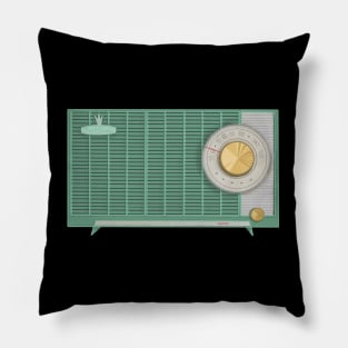 Green vintage radio Pillow