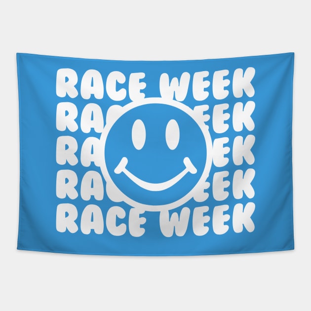 Race Week Smiley Face Design Tapestry by DavidSpeedDesign