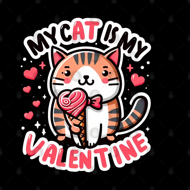 My Cat is My Valentine - Cute Cat with Heart Ice-cream by ANSAN