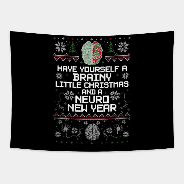 Brainy And A Neuro New Year Ugly Tapestry by Weirdcore