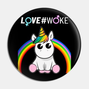 Woke Unicorn White Pin