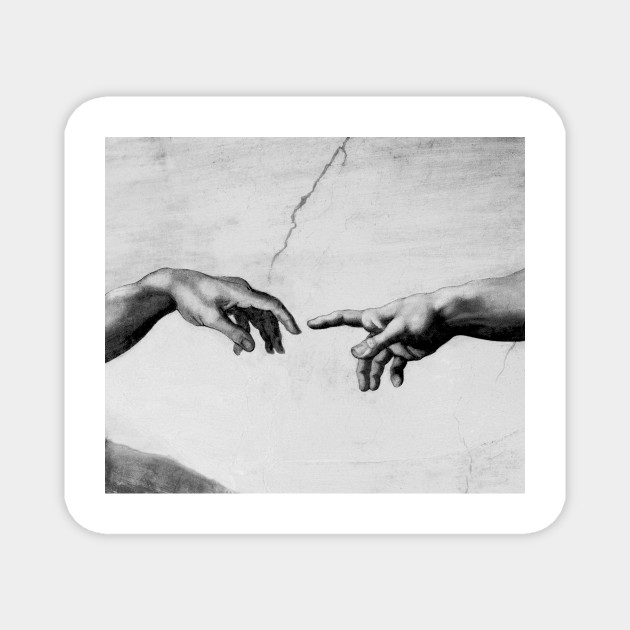 The Creation Of Adam Sistine Chapel Near Touching Hands Of God And Adam Red Colorized Sistine Chapel Magnet Teepublic