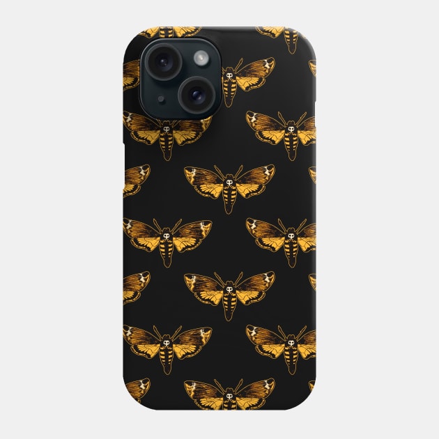 Death's Head Hawkmoth on Black Phone Case by Spookish Delight