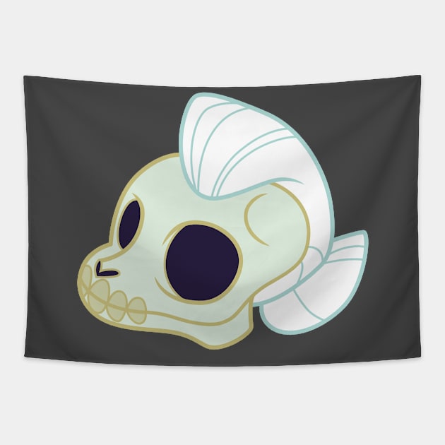 Granny Smith skull Tapestry by CloudyGlow