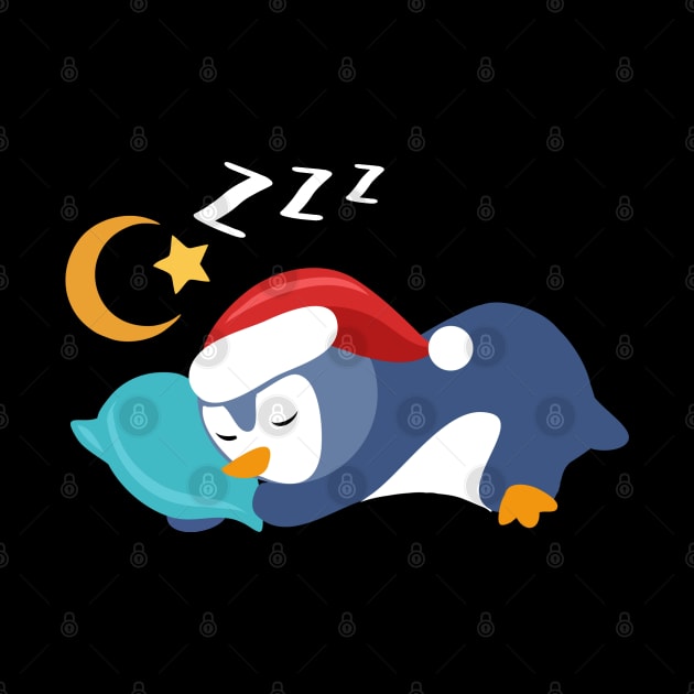 Adorable Christmas Baby Penguin Slepping Stars and the Moon by dnlribeiro88