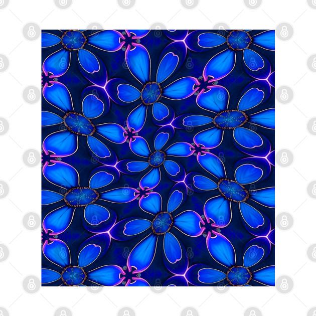 Deep Blue Flower Pattern by PatternFlower