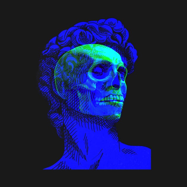 David Skull Interactive Yellow&Blue Filter T-Shirt By Red&Blue by RedAndBlue