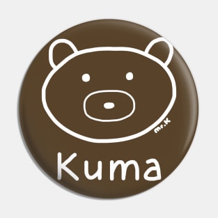 Kuma (Bear) Japanese design in white Pin