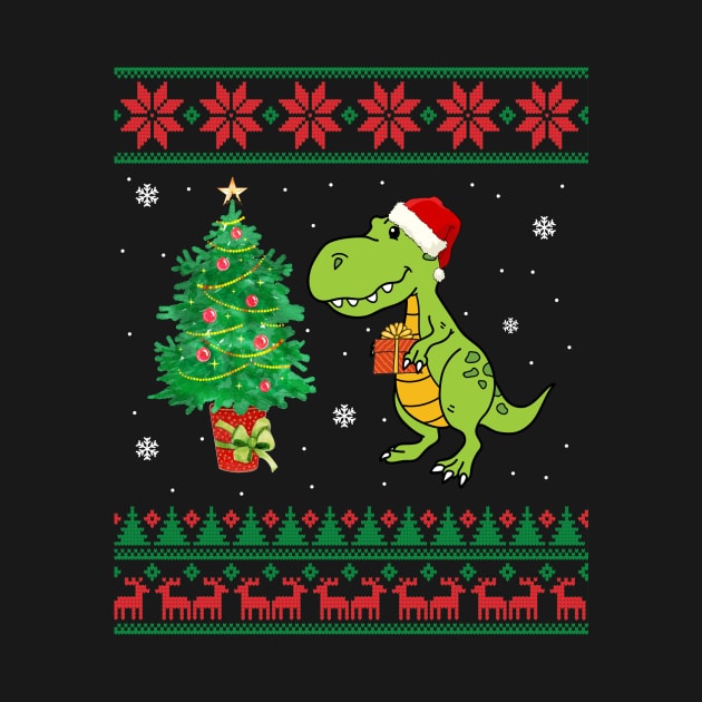 T-rex Merry Xmas Ugly Christmas by Camryndougherty