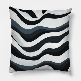 Monochrome Waves: Modern Abstract Ebb and Flow Pillow