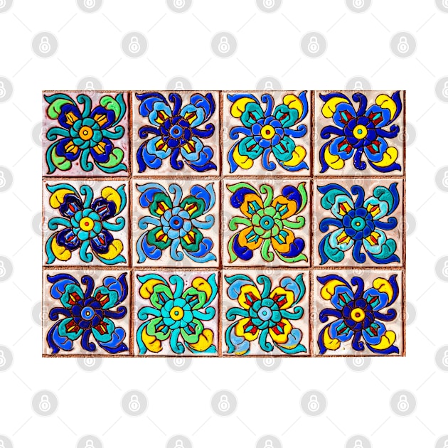 Flower Ceramic Tiles Colorful Design by RetroGeek