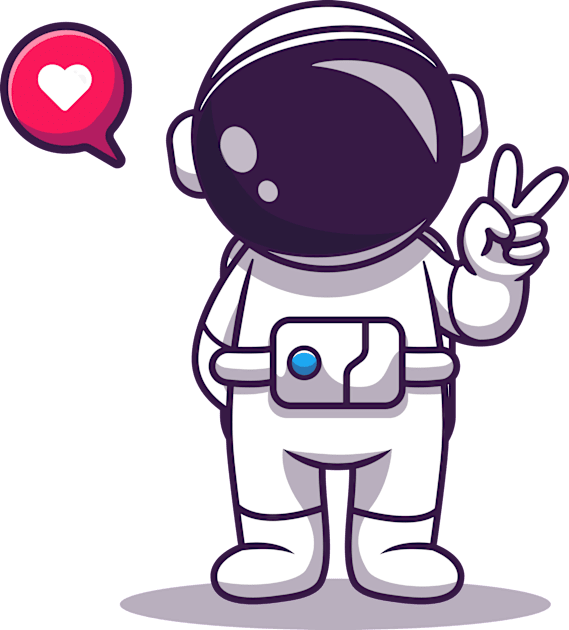 Cute Astronaut With Hand Peace Cartoon Kids T-Shirt by Catalyst Labs