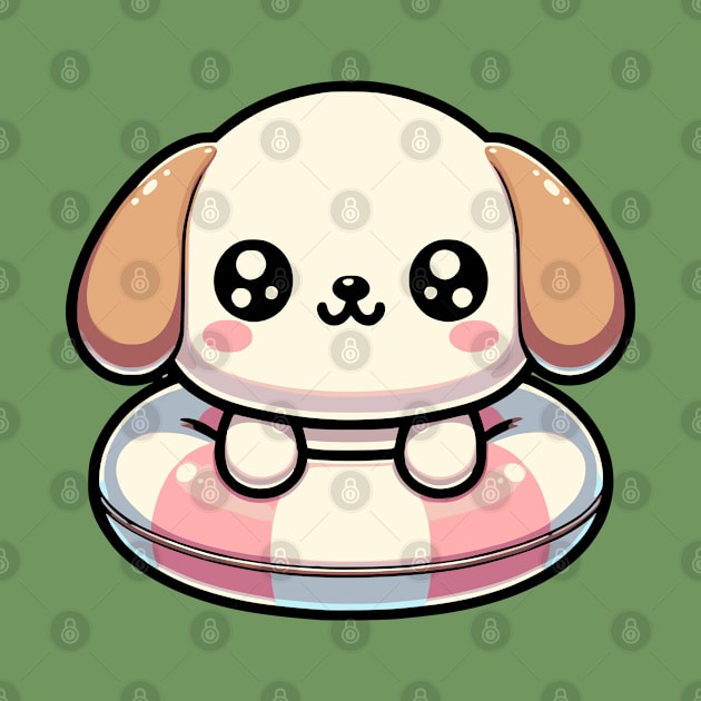 Kawaii Puppy on a Pool Floater by Mey Designs