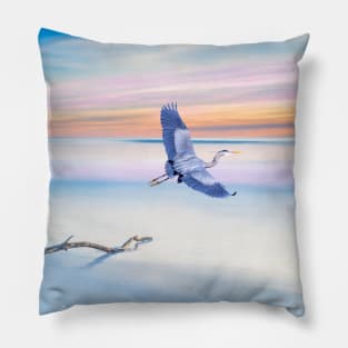 Great Blue Heron at Sunset Pillow