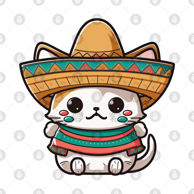 Cute Cat Wearing a Sombrero Hat by AI Art Originals