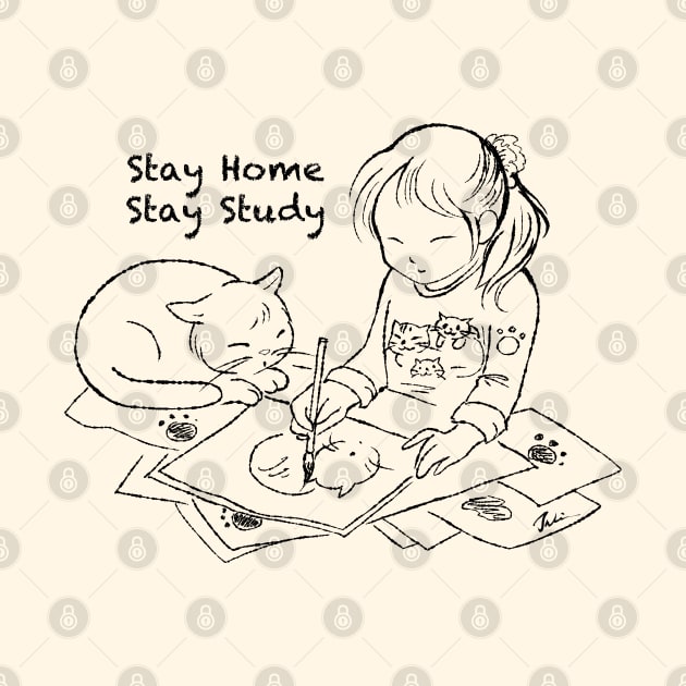 Stay home stay study with cat by juliewu