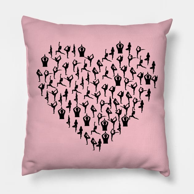 Yoga Lover Yoga Poses Heart Design Pillow by Sanu Designs