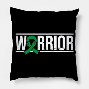 Bipolar Disorder Warrior with Green Awareness Ribbon Pillow