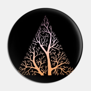 Stylized tree branches in triangle frame - pink, purple, and orange gradient Pin