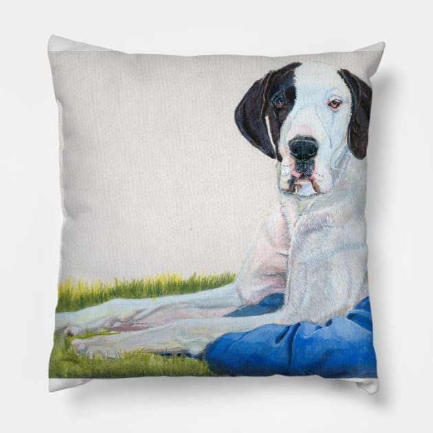 Great dane - harlequin Pillow by doggyshop