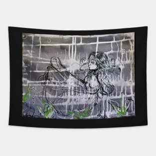 Alice under water (falling up) Tapestry