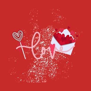 Valentine Love Splash with Hearts and Glitter T-Shirt