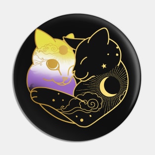 Nonbinary Celestial Cat Heart Pin