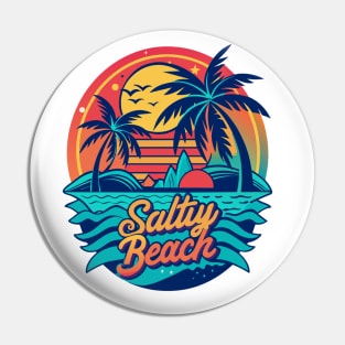 Salty Beach - Funny Summer Vacation Quote - Summer Vacation Tropical Relaxation  - Matching Vacation Summer Beach Design for Family Pin