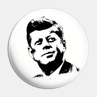 John F. Kennedy Portrait Pop Art Black White Pin