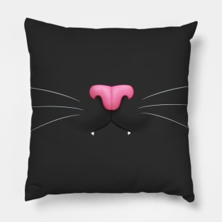 Black Kitty Cat with Fangs - Pink Nose Pillow