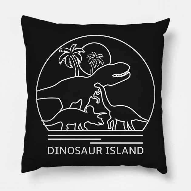 Dinosaur Island Minimalist Line Drawing - Board Game Inspired Graphic - Tabletop Gaming  - BGG Pillow by MeepleDesign