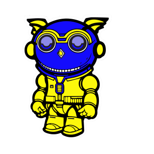 Space Owl Blue and Yellow T-Shirt