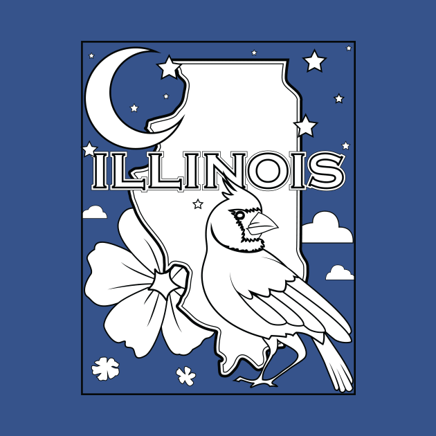 illinois state shape flower bird coloring page by LeapDaze
