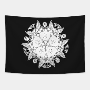 Moon moth pentagram ring Tapestry