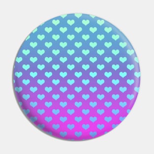 Gradient Pink Purple Blue Hearts Pattern Pin