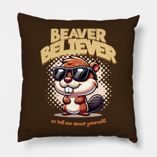 Beaver Believer Cool Cartoon Beaver Lover Pillow