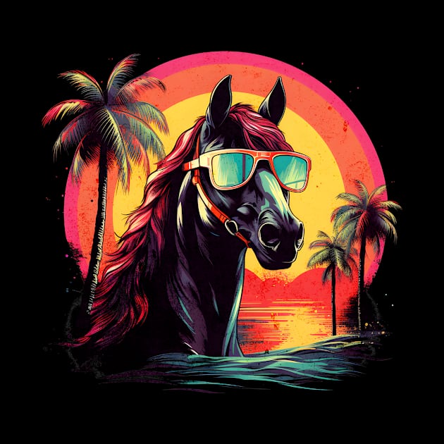 Retro Wave Arabian Horse by Miami Neon Designs