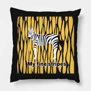 fine stripes,zebra,YELLOW Pillow